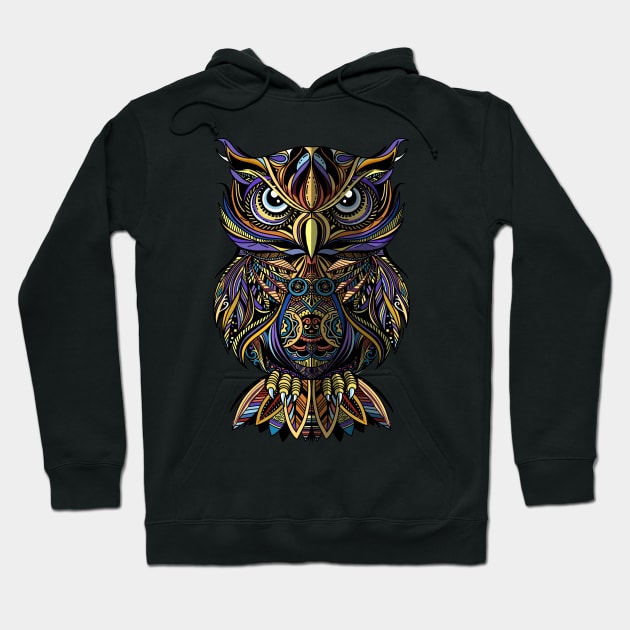 OWL drawn in zentangle style. Antistress freehand sketch drawing Hoodie by 9georgeDoodle